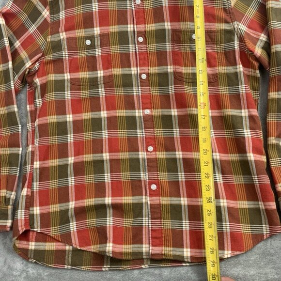 Wallace & Barnes J Crew Flannel Shirt Men XL Red Plaid Check Button Up Slim Fit - Picture 2 of 10